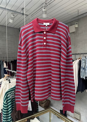 Adanne stripe polo bluse Wine/Blue Boii Studios